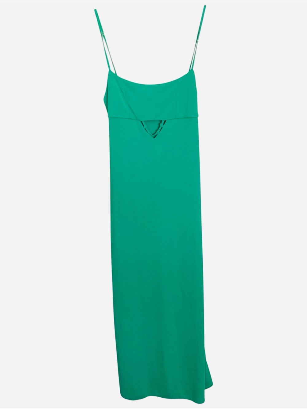ZARA Green Maxi Slip Dress NWT Small Spaghetti Strap Cutout Resort